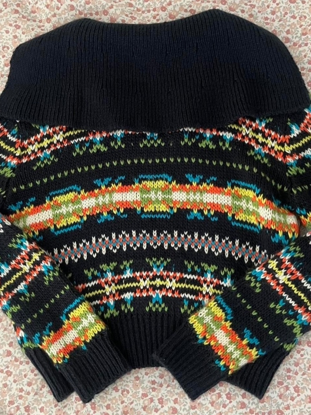 Urban Outfitters Navy Multicolor Fair Isle Zip Cardigan - Picture 4 of 4